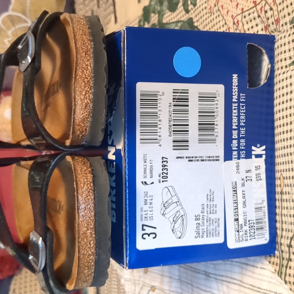 Birkenstock Salina Black Sandals with Adjustable Straps & Cork Footbed Size 37N - Picture 12 of 12